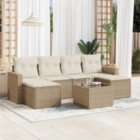 7-piece garden sofa set and beige synthetic rattan cushions by , Garden sets - Ref: Foro24-3219318, Price: 425,46 €, Discount: %