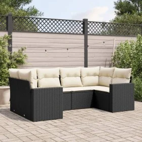 6-teiliges Gartensofa-Set und schwarze synthetische Rattankissen von , Gartensets - Ref: Foro24-3219366, Preis: 383,36 €, Rab...