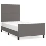 Bed frame with headboard gray synthetic leather 100x200 cm by , Beds and slatted bases - Ref: Foro24-3125498, Price: 131,43 €...