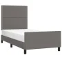 Bed frame with headboard gray synthetic leather 100x200 cm by , Beds and slatted bases - Ref: Foro24-3125498, Price: 131,43 €...