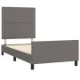 Bed frame with headboard gray synthetic leather 100x200 cm by , Beds and slatted bases - Ref: Foro24-3125498, Price: 131,43 €...