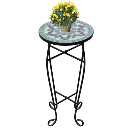 Mesa auxiliar mosaico para plantas verde y blanca de , Soportes para macetas - Ref: Foro24-41130, Precio: 45,23 €, Descuento: %