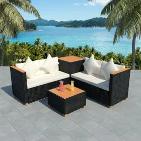 Gartenmöbel-Set 4-teilig mit schwarzen Polstern aus synthetischem Rattan von , Gartensets - Ref: Foro24-43007, Preis: 583,18 ...