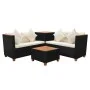 Gartenmöbel-Set 4-teilig mit schwarzen Polstern aus synthetischem Rattan von , Gartensets - Ref: Foro24-43007, Preis: 583,11 ...