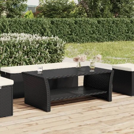 Black coffee table 100x50x40 cm synthetic rattan by , Coffee table - Ref: Foro24-319390, Price: 86,21 €, Discount: %