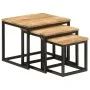 Stackable coffee tables 3 pieces solid mango wood and iron by , Side tables - Ref: Foro24-358569, Price: 86,88 €, Discount: %