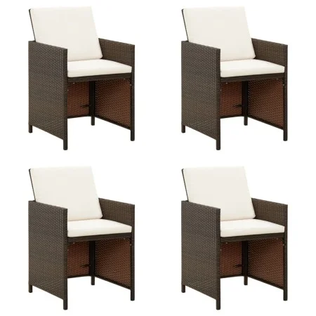 Gartenstühle mit Kissen 4 Stück braunes synthetisches Rattan von , Gartenstühle - Ref: Foro24-316803, Preis: 153,14 €, Rabatt: %