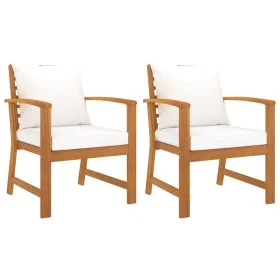 Gartenstühle 2 Stück Akazienholz mit cremefarbenen Kissen von , Gartenstühle - Ref: Foro24-318340, Preis: 190,24 €, Rabatt: %