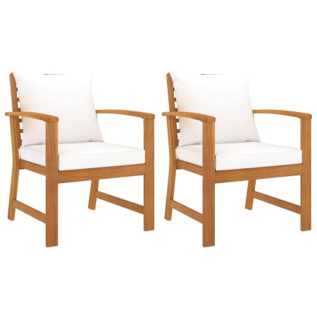 Sillas de jardín 2 uds madera madera acacia con cojines crema de , Sillas de jardín - Ref: Foro24-318340, Precio: 192,29 €, D...