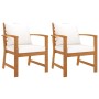 Sillas de jardín 2 uds madera madera acacia con cojines crema de , Sillas de jardín - Ref: Foro24-318340, Precio: 192,29 €, D...