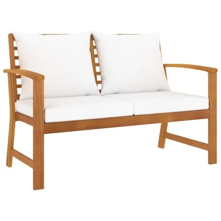 Banco de jardín con cojín crema madera maciza de acacia 120 cm de , Bancos de jardín - Ref: Foro24-318339, Precio: 171,41 €, ...