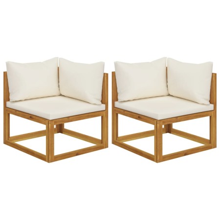Corner modular sofas with 2 acacia wood cushions by , Modular outdoor sofas - Ref: Foro24-318552, Price: 218,97 €, Discount: %
