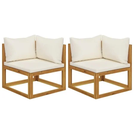 Corner modular sofas with 2 acacia wood cushions by , Modular outdoor sofas - Ref: Foro24-318552, Price: 216,24 €, Discount: %