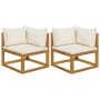 Corner modular sofas with 2 acacia wood cushions by , Modular outdoor sofas - Ref: Foro24-318552, Price: 218,97 €, Discount: %