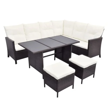 4-teiliges Gartenmöbel-Set und braune synthetische Rattankissen von , Gartensets - Ref: Foro24-43105, Preis: 588,39 €, Rabatt: %