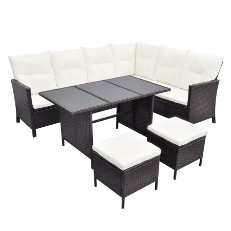 4-teiliges Gartenmöbel-Set und braune synthetische Rattankissen von , Gartensets - Ref: Foro24-43105, Preis: 595,79 €, Rabatt: %
