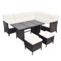 4-teiliges Gartenmöbel-Set und braune synthetische Rattankissen von , Gartensets - Ref: Foro24-43105, Preis: 588,39 €, Rabatt: %