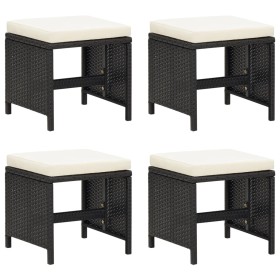 Garden stools 4 pieces with black synthetic rattan cushions by , Garden chairs - Ref: Foro24-316805, Price: 97,08 €, Discount: %