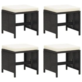 Garden stools 4 pieces with black synthetic rattan cushions by , Garden chairs - Ref: Foro24-316805, Price: 96,58 €, Discount: %