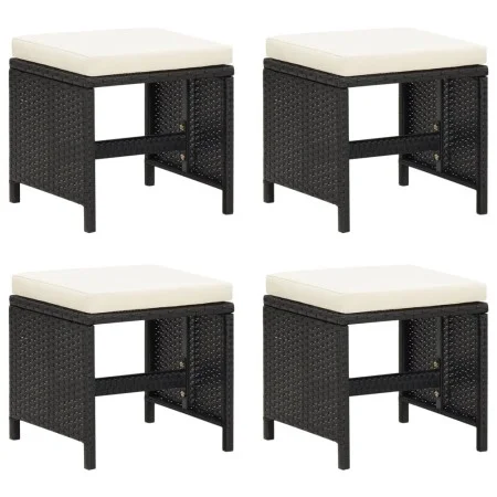 Garden stools 4 pieces with black synthetic rattan cushions by , Garden chairs - Ref: Foro24-316805, Price: 96,58 €, Discount: %