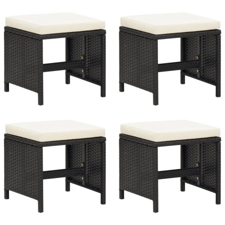 Gartenhocker 4-teilig mit schwarzen synthetischen Rattankissen von , Gartenstühle - Ref: Foro24-316805, Preis: 97,08 €, Rabat...