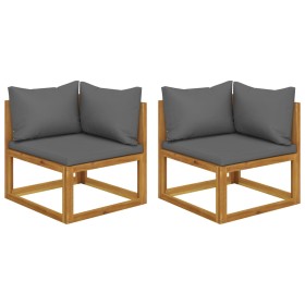 Modular corner sofas with cushions 2 pcs acacia wood by , Modular outdoor sofas - Ref: Foro24-318551, Price: 218,14 €, Discou...