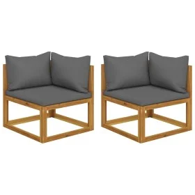 Modular corner sofas with cushions 2 pcs acacia wood by , Modular outdoor sofas - Ref: Foro24-318551, Price: 215,69 €, Discou...