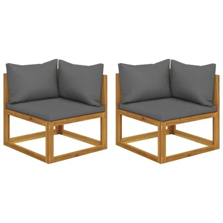Modular corner sofas with cushions 2 pcs acacia wood by , Modular outdoor sofas - Ref: Foro24-318551, Price: 215,69 €, Discou...