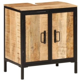 Mueble de baño madera maciza de mango y hierro 55x35x60 cm