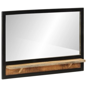 Espejo con estantes madera maciza de mango y vidrio 80x8x55 cm