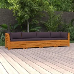 4-seater garden sofa with solid acacia wood cushions by , Garden sets - Ref: Foro24-3087314, Price: 640,17 €, Discount: %