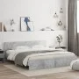 Concrete gray bed frame with headboard 200x200cm by , Beds and slatted bases - Ref: Foro24-3207458, Price: 212,22 €, Discount: %
