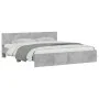 Concrete gray bed frame with headboard 200x200cm by , Beds and slatted bases - Ref: Foro24-3207458, Price: 212,22 €, Discount: %