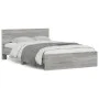 Sonoma gray bed frame with headboard 135x190 cm by , Beds and slatted bases - Ref: Foro24-3207509, Price: 168,89 €, Discount: %