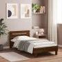 Bed frame headboard LED lights brown oak 100x200 cm by , Beds and slatted bases - Ref: Foro24-838714, Price: 121,21 €, Discou...