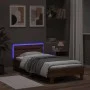 Bed frame headboard LED lights brown oak 100x200 cm by , Beds and slatted bases - Ref: Foro24-838714, Price: 121,21 €, Discou...