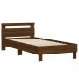 Bed frame headboard LED lights brown oak 100x200 cm by , Beds and slatted bases - Ref: Foro24-838714, Price: 121,21 €, Discou...