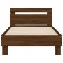 Bed frame headboard LED lights brown oak 100x200 cm by , Beds and slatted bases - Ref: Foro24-838714, Price: 121,21 €, Discou...