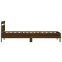 Bed frame headboard LED lights brown oak 100x200 cm by , Beds and slatted bases - Ref: Foro24-838714, Price: 121,21 €, Discou...
