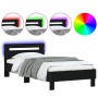 Bed frame with headboard and LED lights black 100x200 cm by , Beds and slatted bases - Ref: Foro24-838709, Price: 127,23 €, D...