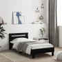 Bettgestell mit Kopfteil und LED-Leuchten schwarz 100x200 cm von , Betten und Lattenroste - Ref: Foro24-838709, Preis: 124,80...