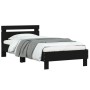Bed frame with headboard and LED lights black 100x200 cm by , Beds and slatted bases - Ref: Foro24-838709, Price: 127,23 €, D...