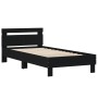 Bed frame with headboard and LED lights black 100x200 cm by , Beds and slatted bases - Ref: Foro24-838709, Price: 127,23 €, D...