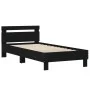 Bettgestell mit Kopfteil und LED-Leuchten schwarz 100x200 cm von , Betten und Lattenroste - Ref: Foro24-838709, Preis: 124,80...