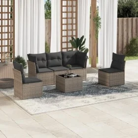 6-piece garden furniture set with gray synthetic rattan cushions by , Garden sets - Ref: Foro24-3217360, Price: 343,93 €, Dis...