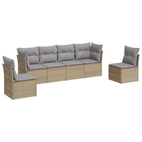 Garden sofa set with 6-piece synthetic rattan beige cushions by , Garden sets - Ref: Foro24-3217369, Price: 336,33 €, Discoun...