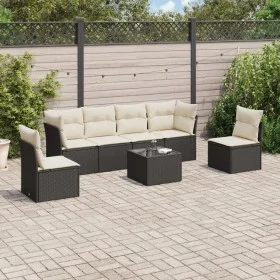 Garten-Essgruppe 7-teilig mit schwarzen Polstern aus synthetischem Rattan von , Gartensets - Ref: Foro24-3217376, Preis: 391,...