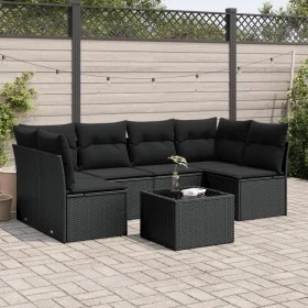 7-piece garden dining set and black synthetic rattan cushions by , Garden sets - Ref: Foro24-3217395, Price: 422,00 €, Discou...