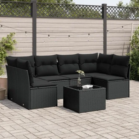 7-piece garden dining set and black synthetic rattan cushions by , Garden sets - Ref: Foro24-3217395, Price: 422,00 €, Discou...