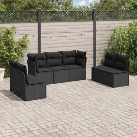 7-piece garden dining set and black synthetic rattan cushions by , Garden sets - Ref: Foro24-3217405, Price: 420,10 €, Discou...
